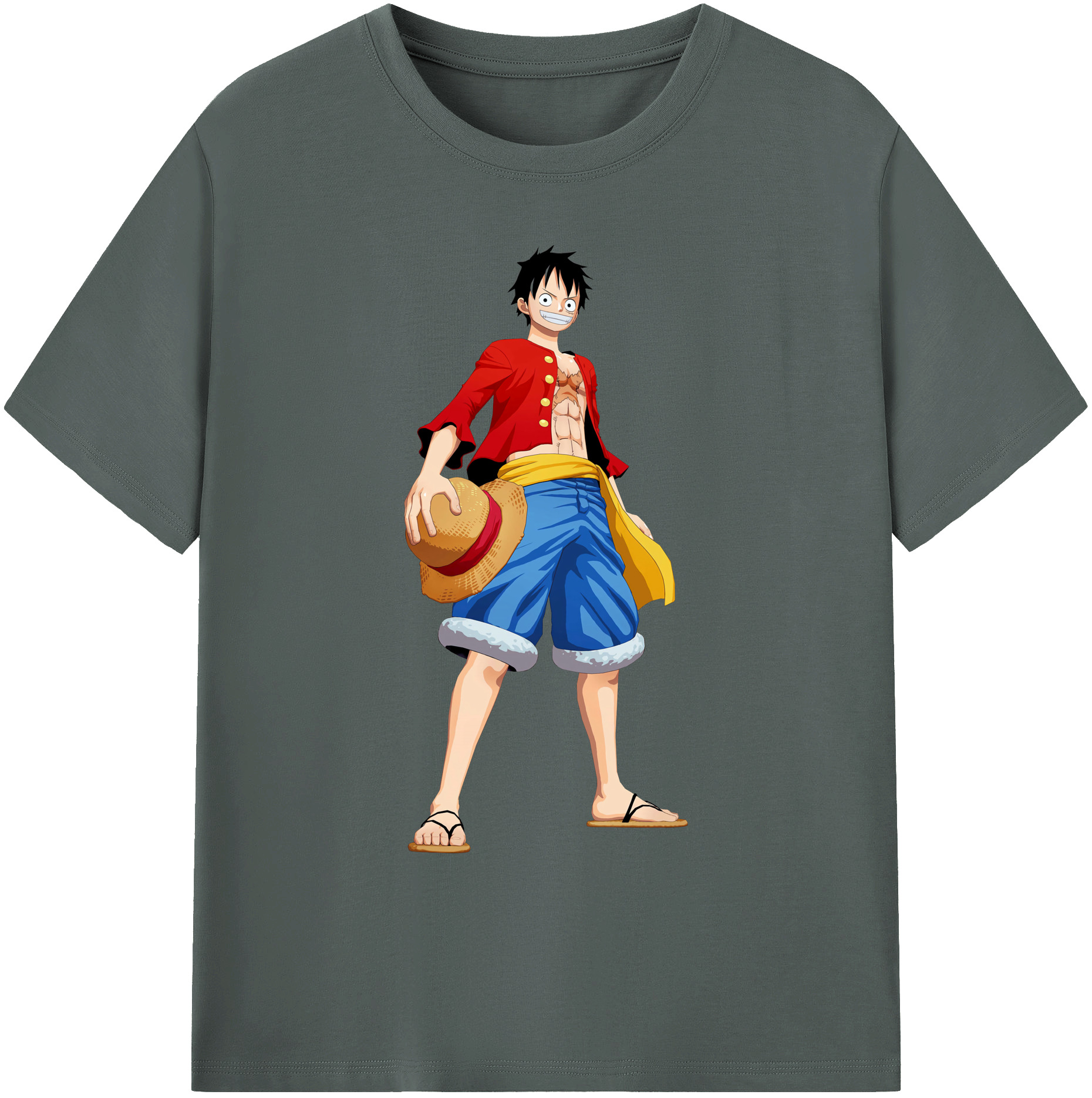 ワンピース モンキー・D・ルフィ ONE PIECE Monkey D. Luffy 綿100％ メンズ半袖Tシャツ｜肌触りやわらか＆通気性